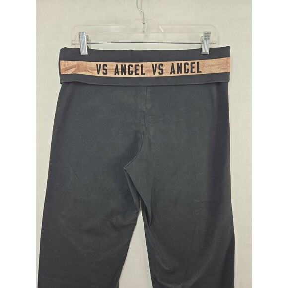 Victoria's Secret Angel Foldover Black & Rose Gold Foil Yoga Pants Large SHORT - Picture 6 of 8